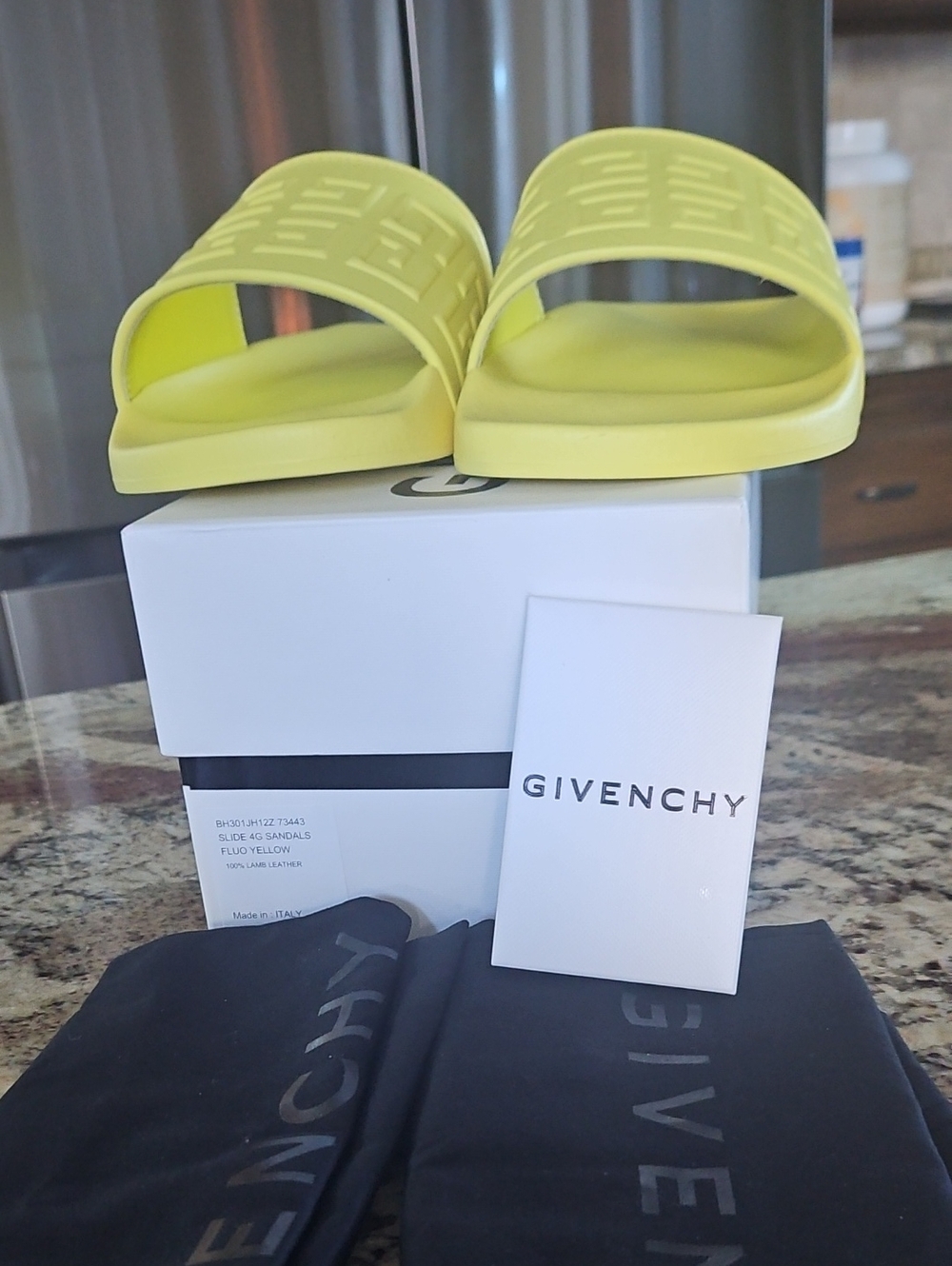 Givenchy Fluoro Yellow Slide Sandals